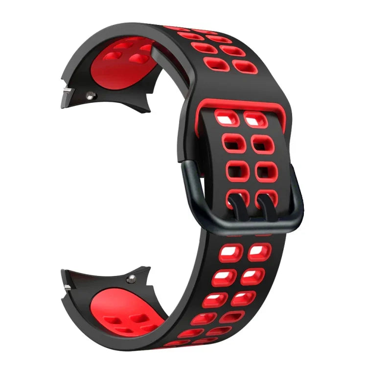 Double-row Hole Two-color Silicone Replacement Strap Watchband, For Samsung Galaxy Watch4 40mm / 44mm