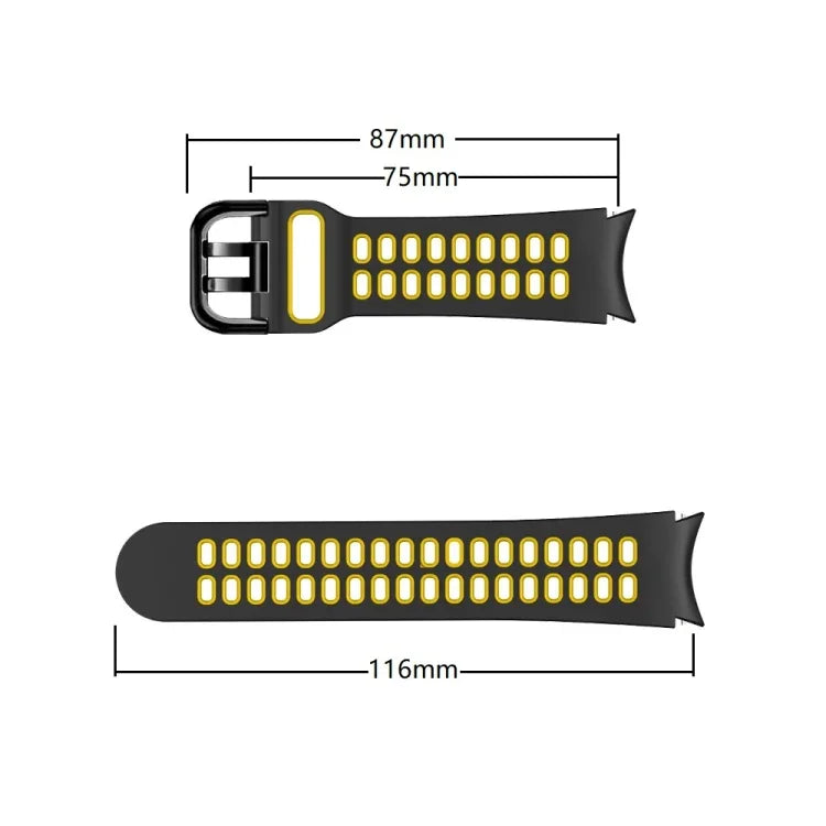 Double-row Hole Two-color Silicone Replacement Strap Watchband, For Samsung Galaxy Watch4 40mm / 44mm