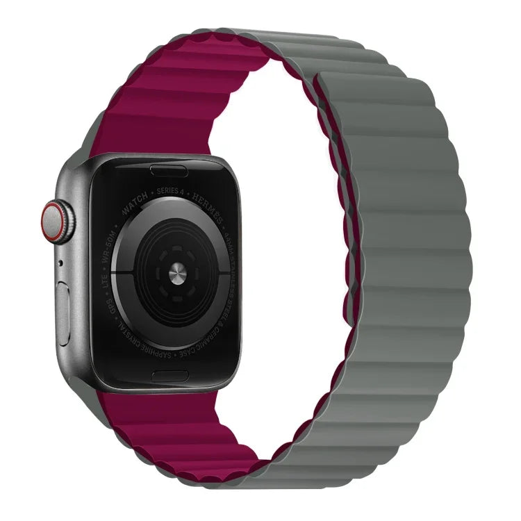 Silicone Magnetic Integrated Long Strap Watchband For Apple Watch Series, 7 41mm / 6&SE&5&4 40mm / 3&2&1 38mm, 7 45mm / 6&SE&5&4 44mm / 3&2&1 42mm