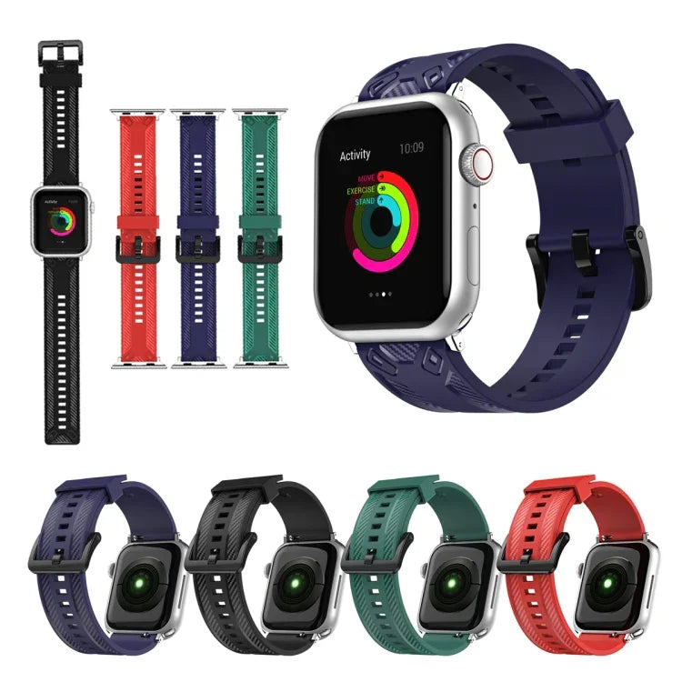 Carbon Fiber Texture Replacement Watchband For Apple Watch Series, 7 41mm / 6&SE&5&4 40mm / 3&2&1 38mm, 7 45mm / 6&SE&5&4 44mm / 3&2&1 42mm