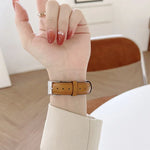 Knife Tail Shaped Cowhide Replacement Watchband For Apple Watch Series, 7 45mm / 6&SE&5&4 44mm / 3&2&1 42mm, 7 41mm / 6&SE&5&4 40mm / 3&2&1 38mm
