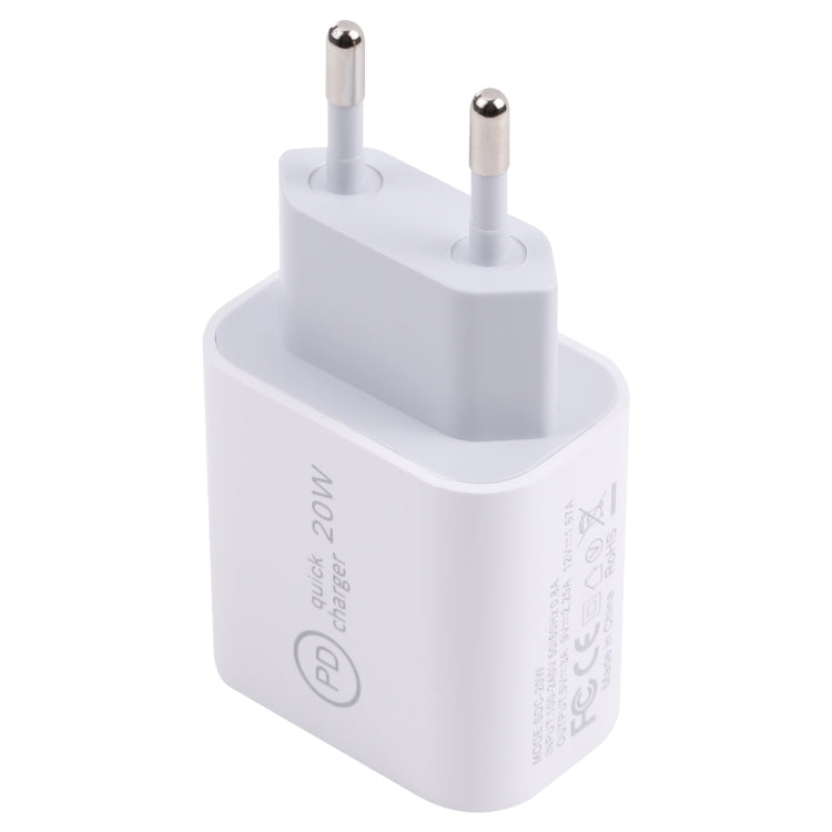 SDC-20W PD USB-C / Type-C Travel Charger + 1m 12W USB-C / Type-C to 8 Pin Data Cable Set,, EU Plug, US Plug