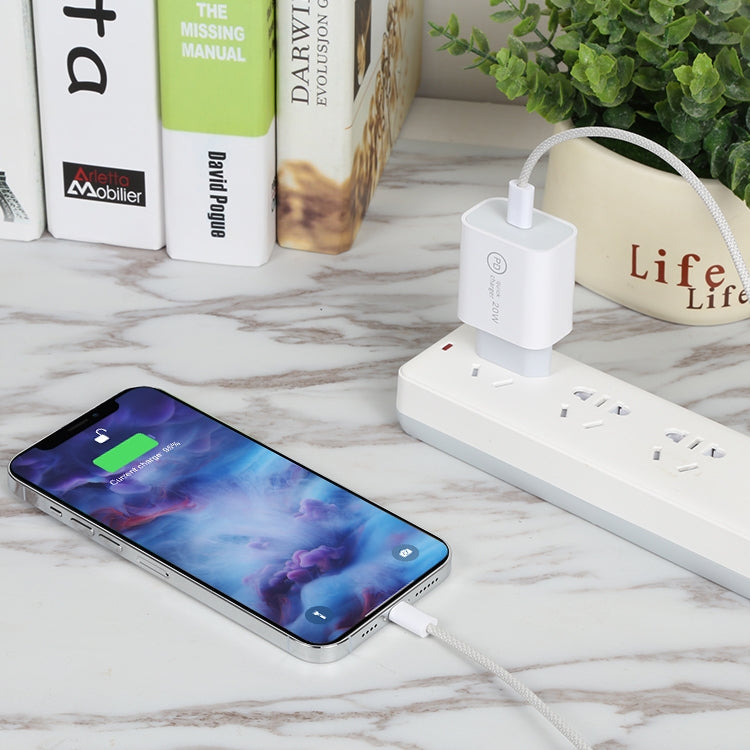 SDC-20W PD USB-C / Type-C Travel Charger + 1m 12W USB-C / Type-C to 8 Pin Data Cable Set,, EU Plug, US Plug