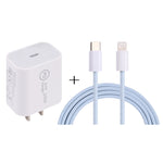 SDC-20W PD USB-C / Type-C Travel Charger + 1m 12W USB-C / Type-C to 8 Pin Data Cable Set,, EU Plug, US Plug