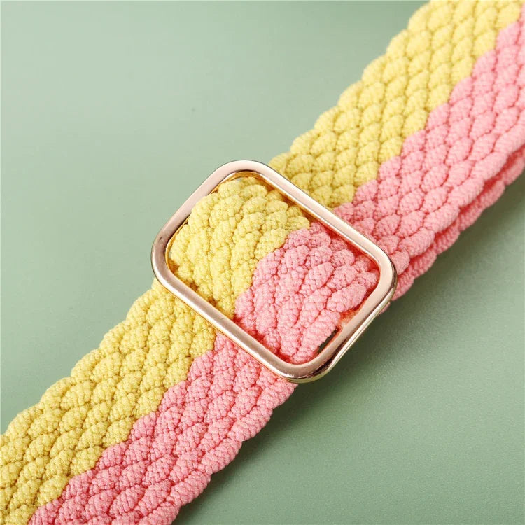 Adjustable Striped Woven Nylon Strap Watchband For Apple Watch Series, 7 41mm / 6&SE&5&4 40mm / 3&2&1 38mm, 7 45mm / 6&SE&5&4 44mm / 3&2&1 42mm