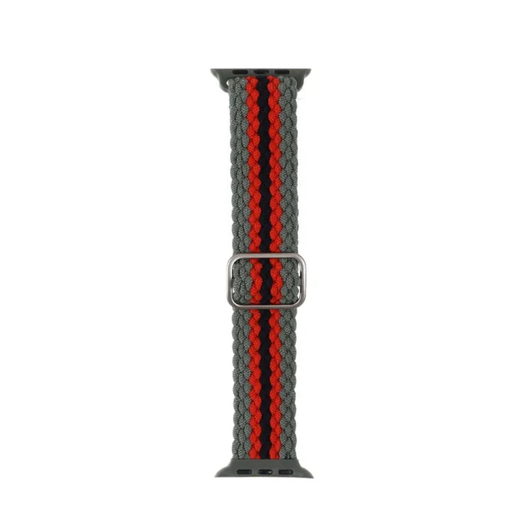 Adjustable Striped Woven Nylon Strap Watchband For Apple Watch Series, 7 41mm / 6&SE&5&4 40mm / 3&2&1 38mm, 7 45mm / 6&SE&5&4 44mm / 3&2&1 42mm