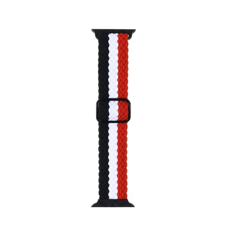 Adjustable Striped Woven Nylon Strap Watchband For Apple Watch Series, 7 41mm / 6&SE&5&4 40mm / 3&2&1 38mm, 7 45mm / 6&SE&5&4 44mm / 3&2&1 42mm