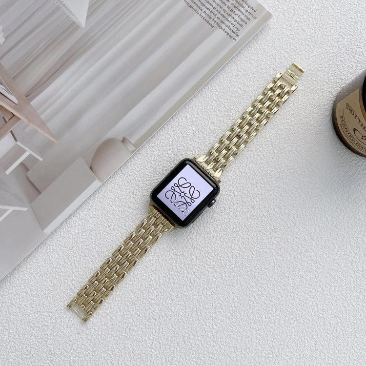 Five Baht Stripes Stainless Steel Strap Watchband For Apple Watch Series, 7 41mm / 6&SE&5&4 40mm / 3&2&1 38mm, 7 45mm / 6&SE&5&4 44mm / 3&2&1 42mm
