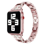 Diamond Encrusted Stainless Steel Strap Watchband For Apple Watch Series, 7 41mm / 6&SE&5&4 40mm / 3&2&1 38mm, 7 45mm / 6&SE&5&4 44mm / 3&2&1 42mm