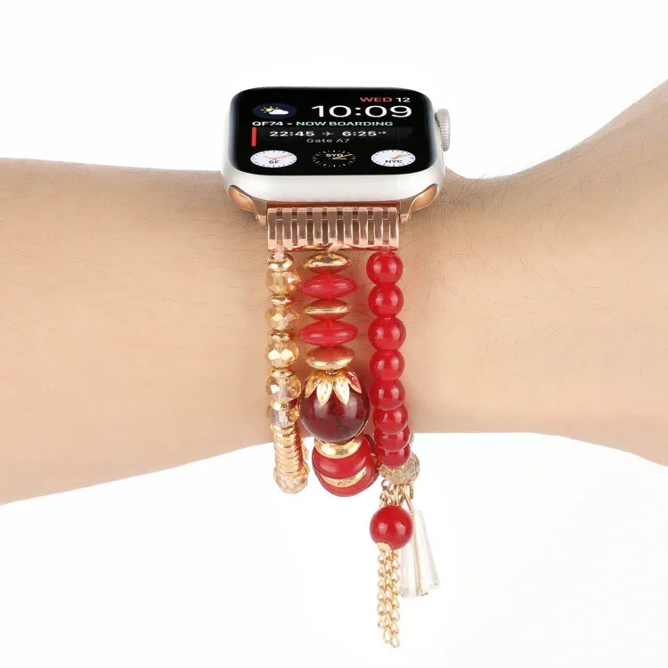 Pearl Strap Watchband For Apple Watch Series, 7 41mm / 6&SE&5&4 40mm / 3&2&1 38mm, 7 45mm / 6&SE&5&4 44mm / 3&2&1 42mm