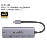 amalink 95126 Type-C / USB-C to Dual HDMI + 2 Ports USB + PD 3.0 Multi-function HUB, 95126