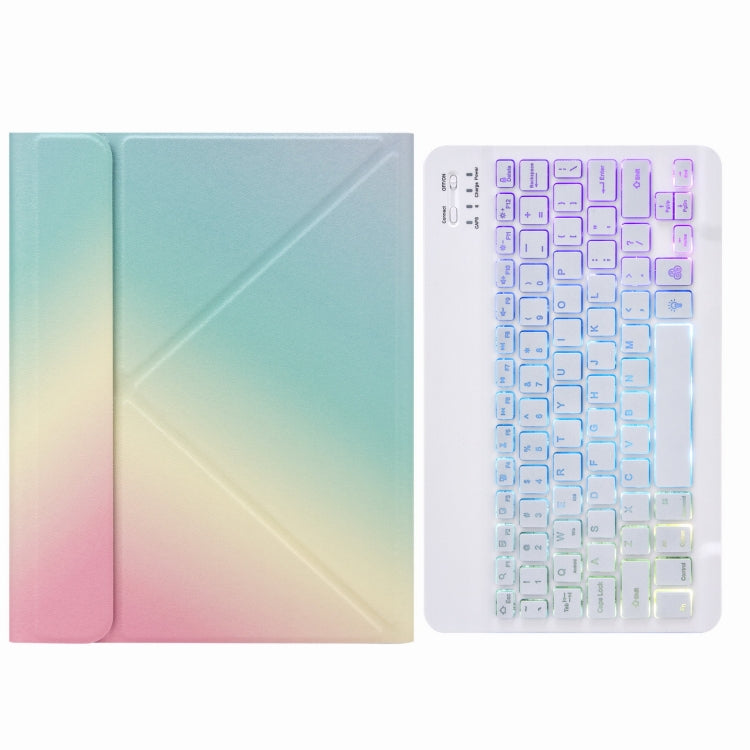 H-102S3 Tri-color Backlight Bluetooth Keyboard Leather Case with Rear Three-fold Holder, For iPad 10.2 2020 & 2019 / Pro 10.5 inch, For iPad 9.7 2018 & 2017