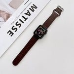 Oval Buckle Genuine Leather Strap For Apple Watch Series, 7 41mm / 6&SE&5&4 40mm / 3&2&1 38mm, 7 45mm / 6&SE&5&4 44mm / 3&2&1 42mm