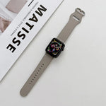 Oval Buckle Genuine Leather Strap For Apple Watch Series, 7 41mm / 6&SE&5&4 40mm / 3&2&1 38mm, 7 45mm / 6&SE&5&4 44mm / 3&2&1 42mm