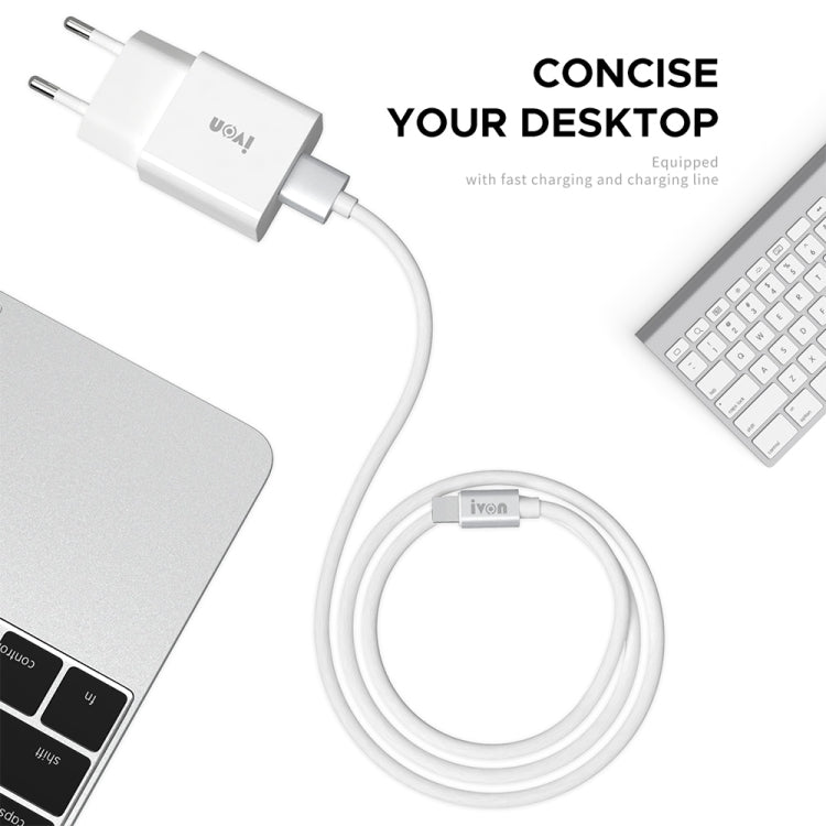 IVON AD-35 2 in 1 18W QC3.0 USB Port Travel Charger + 1m USB to Micro USB Data Cable Set,, EU Plug, US Plug