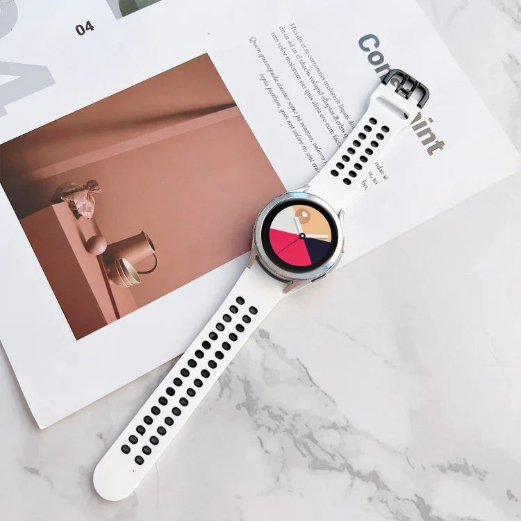 Double Buckles Two-color Silicone Watchband, For Samsung Galaxy Watch4 40mm, For Samsung Galaxy Watch4 44mm