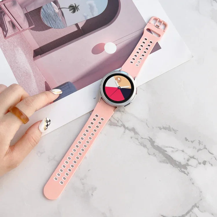 Double Buckles Two-color Silicone Watchband, For Samsung Galaxy Watch4 40mm, For Samsung Galaxy Watch4 44mm