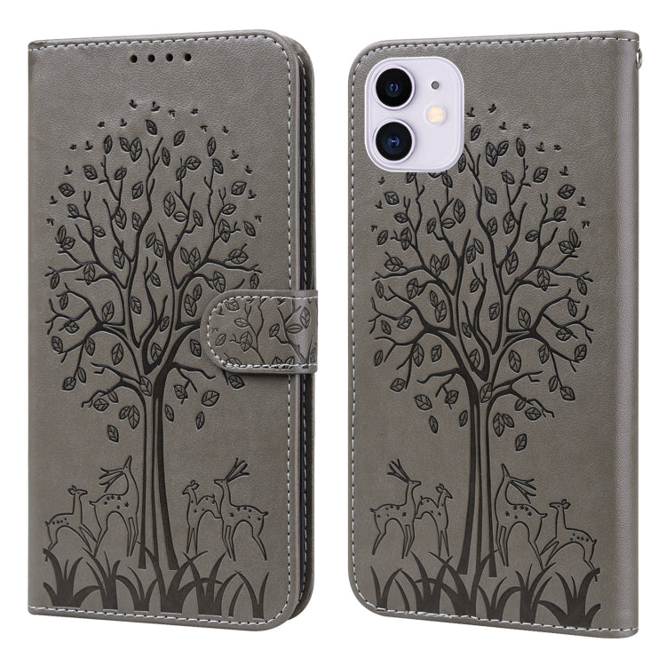 Tree & Deer Pattern Pressed Printing Horizontal Flip Leather Phone Case, For iPhone 13, For iPhone X / XS, For iPhone XR