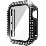 Double-Row Diamond PC+Tempered Glass Watch Case For Apple Watch Series, 6&SE&5&4 40mm, 6&SE&5&4 44mm, 6&SE&5&4 40mm / 3&2&1 38mm
