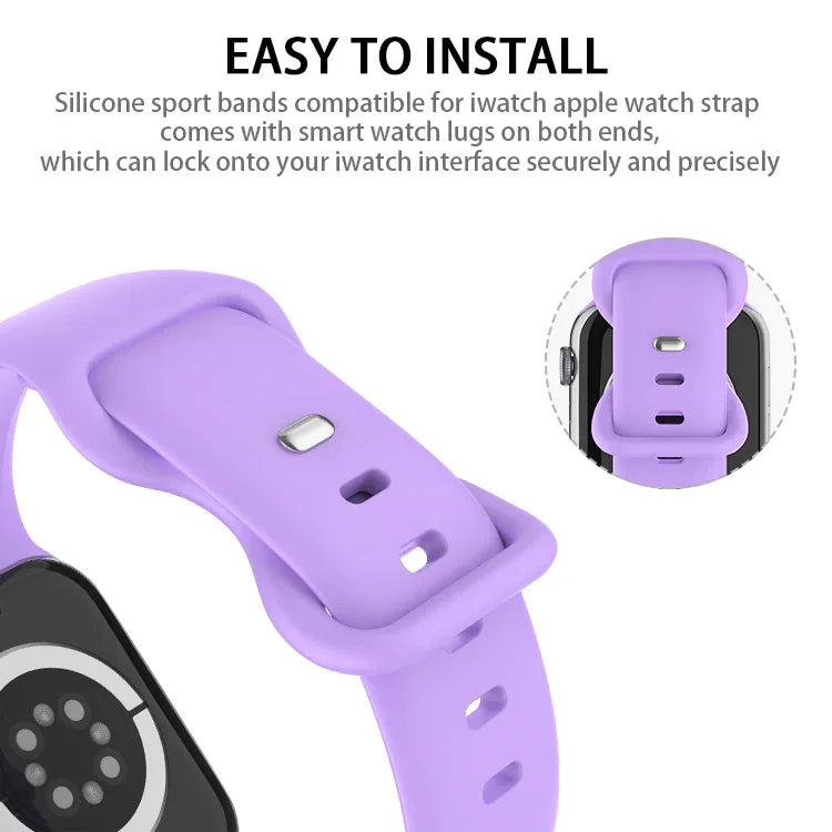 Butterfly Buckle Silicone Watchband, Size: S For Apple Watch Series, 7 45mm / 6&SE&5&4 44mm / 3&2&1 42mm