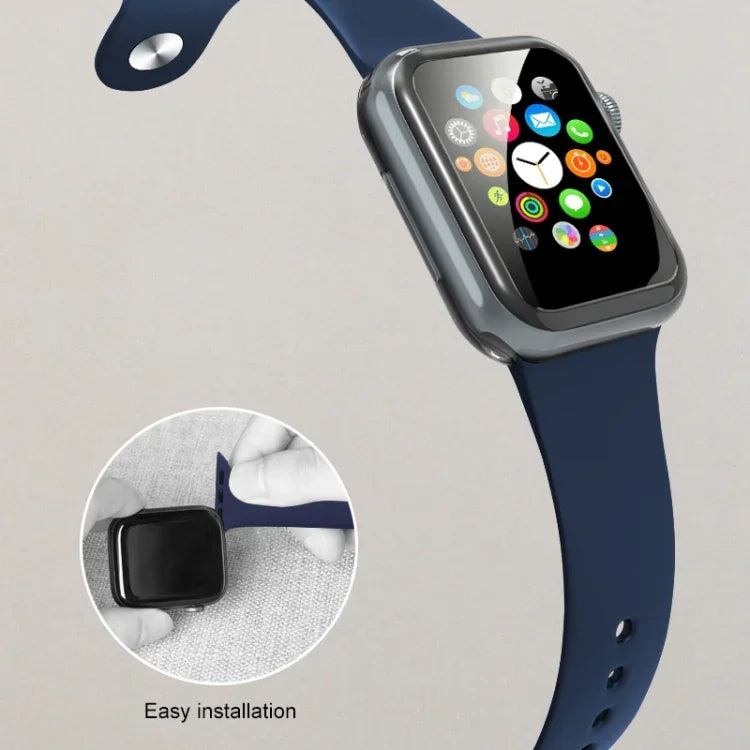 Mutural Liquid Silicone Watchband, For Apple Watch Series 7 41mm / 6 & SE & 5 & 4 40mm / 3 & 2 & 1 38mm, For Apple Watch Ultra 49mm / Series 8&7 45mm / SE 2&6&SE&5&4 44mm / 3&2&1 42mm