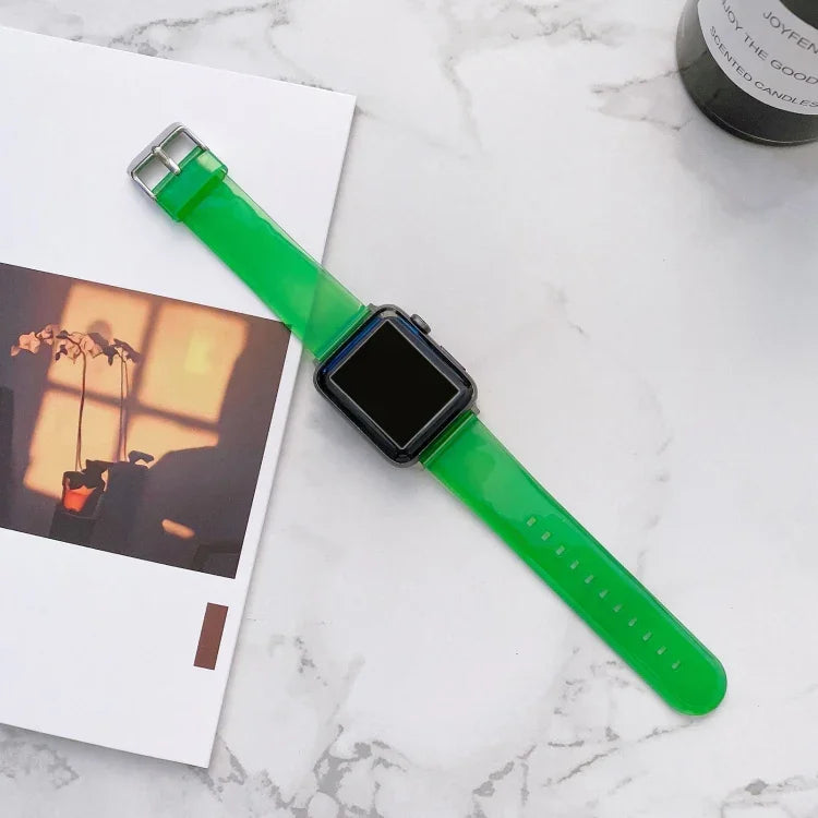 Jelly Transparent Watchband For Apple Watch Series, 7 41mm / 6&SE&5&4 40mm / 3&2&1 38mm, 7 45mm / 6&SE&5&4 44mm / 3&2&1 42mm