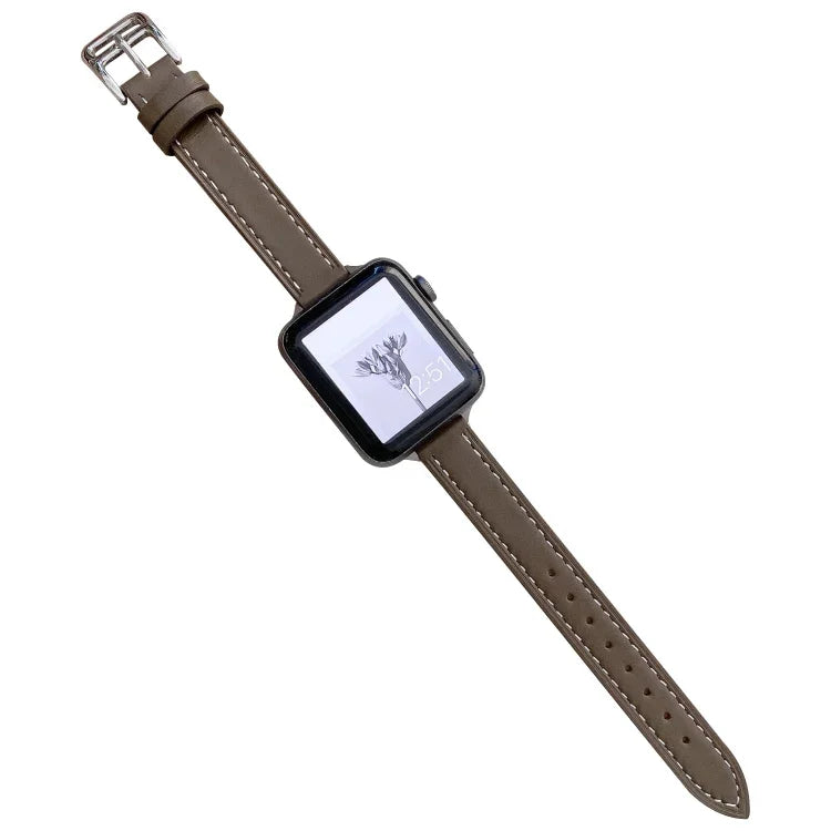 Plain Leather Watchband For Apple Watch Series, 7 41mm / 6&SE&5&4 40mm / 3&2&1 38mm, 7 45mm / 6&SE&5&4 44mm / 3&2&1 42mm