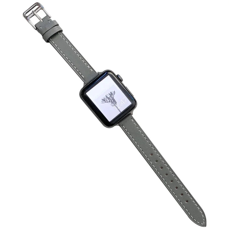 Plain Leather Watchband For Apple Watch Series, 7 41mm / 6&SE&5&4 40mm / 3&2&1 38mm, 7 45mm / 6&SE&5&4 44mm / 3&2&1 42mm