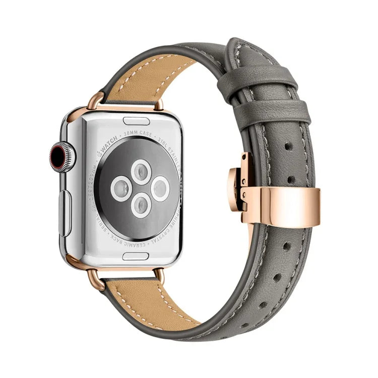 Slimming Butterfly Buckle Watchband For Apple Watch Series, 7 41mm / 6&SE&5&4 40mm / 3&2&1 38mm
