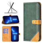 BF12 Color Matching Double Line Leather Phone Case, For iPhone 13 Pro Max
