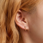 S925 Sterling Silver Bright Ear Stud Women Earrings, Bright(Silver)
