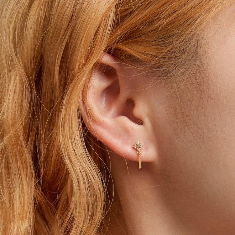 S925 Sterling Silver Bright Ear Stud Women Earrings, Bright(Silver)