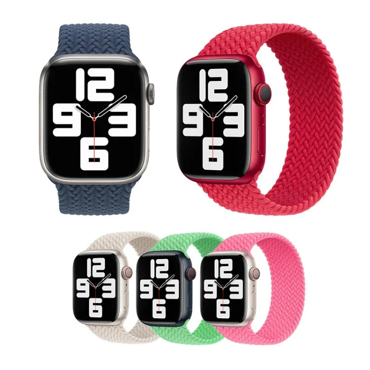 Nylon Braided Watch Band For Apple Watch Series 7 41mm / 6&SE&5&4 40mm / 3&2&1 38mm, 130mm, 145mm, 155mm