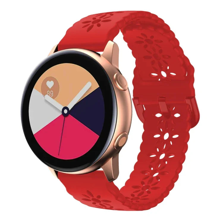 Plum Blossom Hollowed Silicone Watch Band, For Samsung Galaxy Watch4 40/44mm, For Samsung Galaxy Watch4 Classic 42/46mm