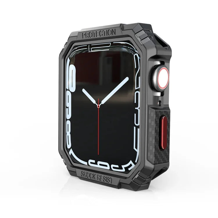 Carbon Fiber Contrast Color Protective Case, For Apple Watch Series 9 / 8 / 7 41mm, For Apple Watch Series 9 / 8 / 7 45mm, For Apple Watch Series 6 & SE & 5 & 4 44mm, For Apple Watch Series 6 & SE & 5 & 4 40mm