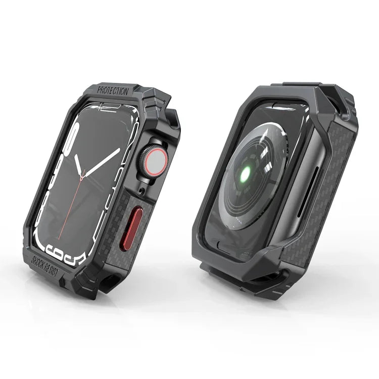 Carbon Fiber Contrast Color Protective Case, For Apple Watch Series 9 / 8 / 7 41mm, For Apple Watch Series 9 / 8 / 7 45mm, For Apple Watch Series 6 & SE & 5 & 4 44mm, For Apple Watch Series 6 & SE & 5 & 4 40mm