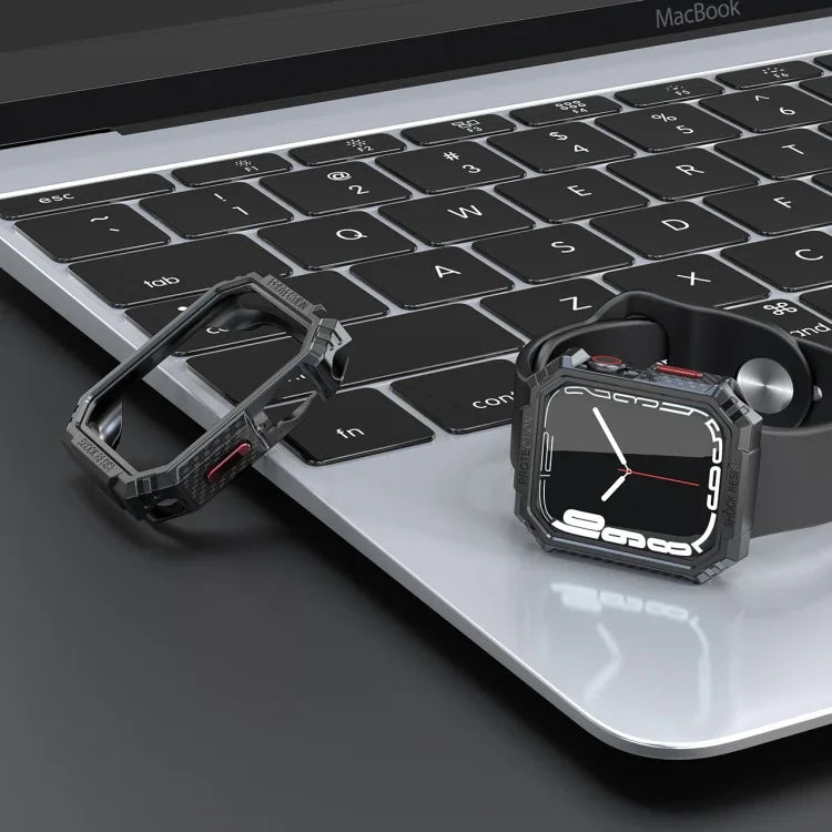Carbon Fiber Contrast Color Protective Case, For Apple Watch Series 9 / 8 / 7 41mm, For Apple Watch Series 9 / 8 / 7 45mm, For Apple Watch Series 6 & SE & 5 & 4 44mm, For Apple Watch Series 6 & SE & 5 & 4 40mm