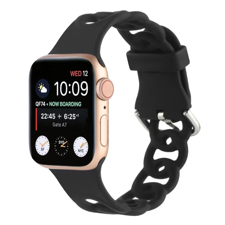 Hollow Silicone Watch Band For Apple Watch Series, 7 41mm / 6&SE&5&4 40mm / 3&2&1 38mm, 7 45mm / 6&SE&5&4 44mm / 3&2&1 42mm