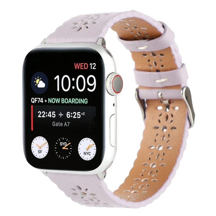 Hollow Genuine Leather Watch Band For Apple Watch Series, 7 41mm / 6&SE&5&4 40mm / 3&2&1 38mm, 7 45mm / 6&SE&5&4 44mm / 3&2&1 42mm