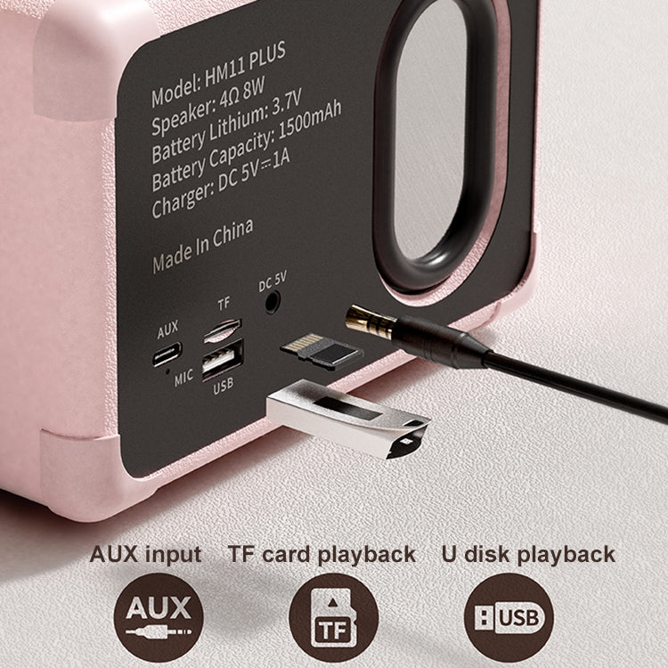 HM11 PLUS Portable HIFI Mini Retro Wireless Bluetooth Speaker, HM11 PLUS (Purple), HM11 PLUS (Pink), HM11 PLUS (Green), HM11 PLUS (Yellow), HM11 PLUS (Black)