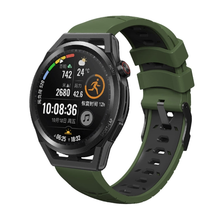 Trapezoidal Three-row Hole Silicone Watch Band, For Huawei Watch GT Runner