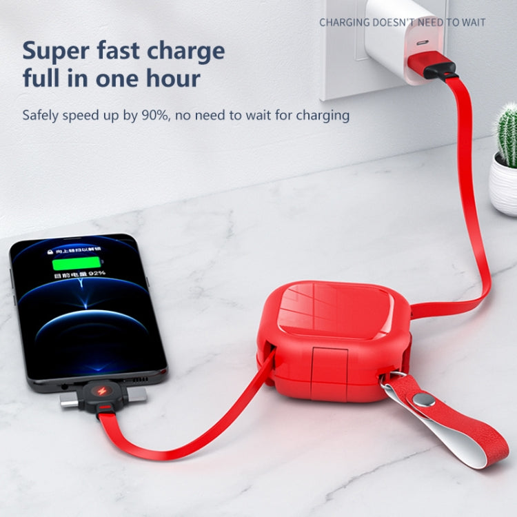 3 in 1 USB To 8Pin + Micro USB + USB-C / Type-C Telescopic Charging Cable with Mobile Phone Holder