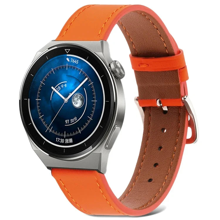 Plain Weave Genuine Leather Watch Band, For Samsung Galaxy Watch4 20mm, For Huawei Watch GT 3 Pro 22mm