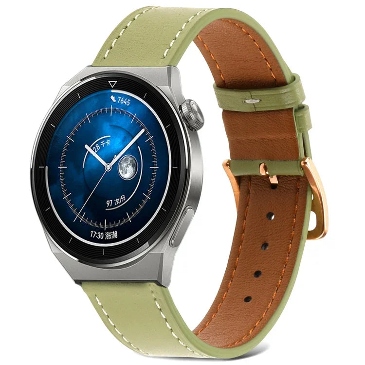 Plain Weave Genuine Leather Watch Band, For Samsung Galaxy Watch4 20mm, For Huawei Watch GT 3 Pro 22mm