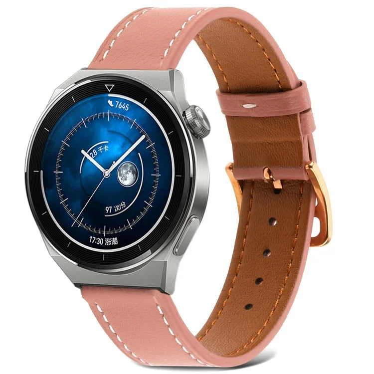 Plain Weave Genuine Leather Watch Band, For Samsung Galaxy Watch4 20mm, For Huawei Watch GT 3 Pro 22mm