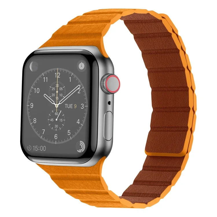 Strong Magnetic Leather Watch Band For Apple Watch Series, 7 41mm / 6&SE&5&4 40mm / 3&2&1 38mm, 7 45mm / 6&SE&5&4 44mm / 3&2&1 42mm