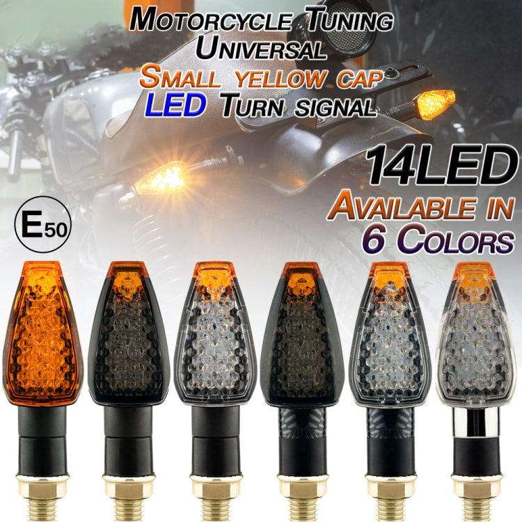 2 PCS KC025 Motorcycle 14LED Turn Signal Light, KC025(Black Shell + Yellow Lens), KC025(Black Shell + Transparent Black Lenses)