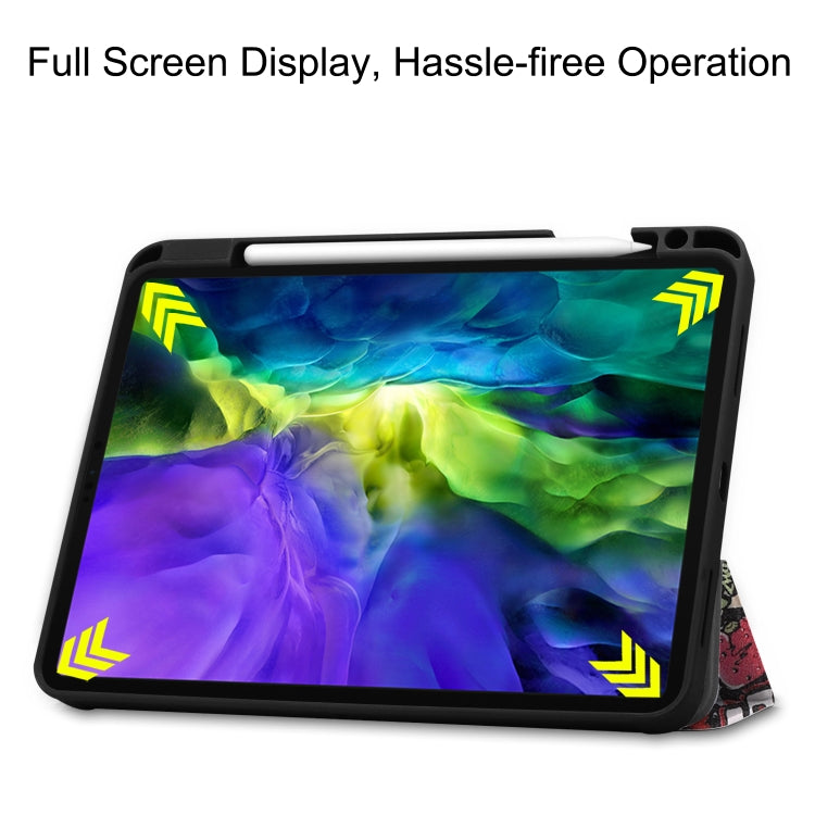 Painted TPU Smart Tablet Holster With Sleep Function & Tri-Fold Bracket & Pen Slot, For iPad Pro 11 inch 2020