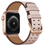 Double Buckles Leather Watch Band For Apple Watch Series, 7 41mm / 6&SE&5&4 40mm / 3&2&1 38mm, 7 45mm / 6&SE&5&4 44mm / 3&2&1 42mm