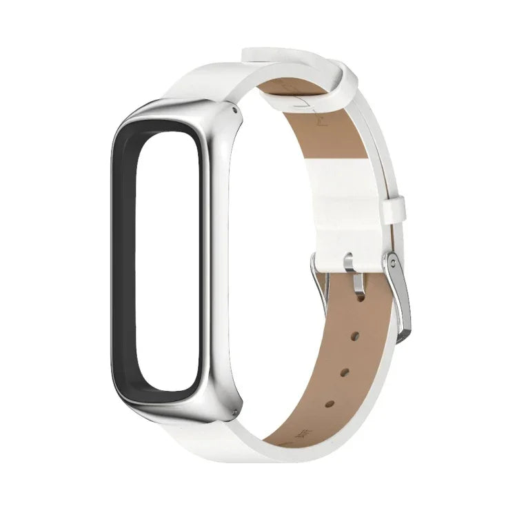 MIJOBS Metal Case Microfiber Leather Watch Band, For Samsung Galaxy Fit 2